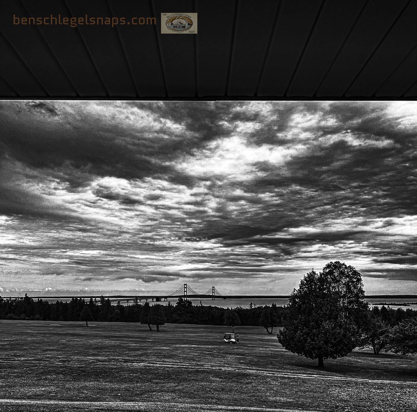 Black & White Mackinac Bridge View