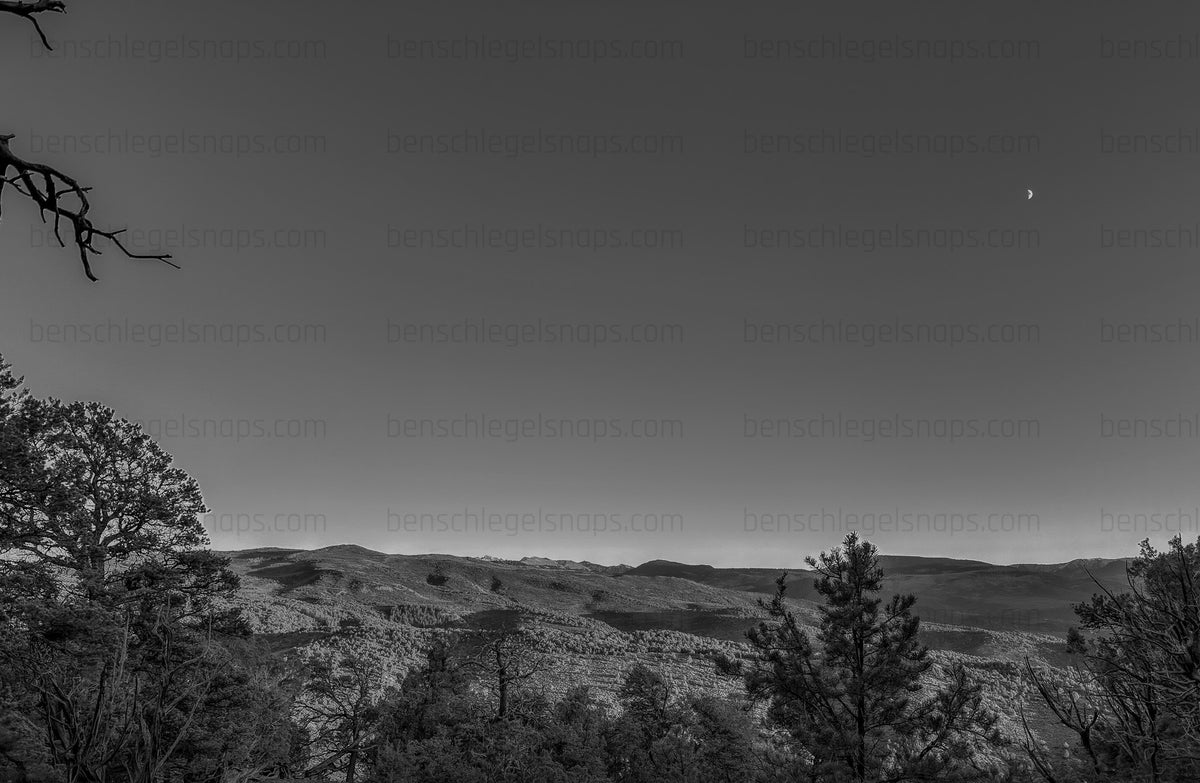 Black & White Glowing Sunset Mountain Top
